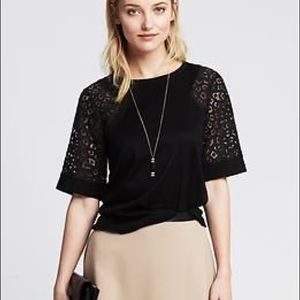Banana Republic Eyelet Crop Top Black